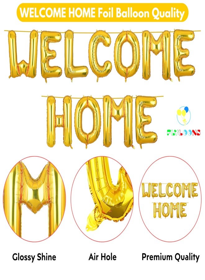 Flyloons لافتة ترحيب ذهبية من فلاي لونز للمولود الجديد (ولد/بنت) والعروس، بالونات فويل ذهبية لتزيين المطار، زينة احتفالات - Image 2